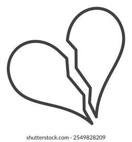 Broken Heart vector Despair and Loss concept linear design icon or symbol