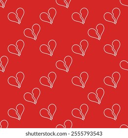 Broken Heart vector Despair and Loss concept linear design seamless pattern