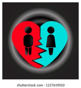 broken heart vector, divorce, vector