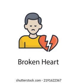 Broken Heart vector filled outline Icon Design illustration. Miscellaneous Symbol on White background EPS 10 File