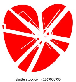 Diseño plano de vectores cardiacos rotos