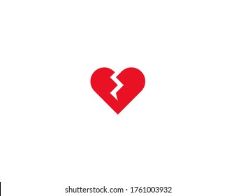 Broken heart vector flat icon. Isolated Breaking Heart emoji illustration symbol