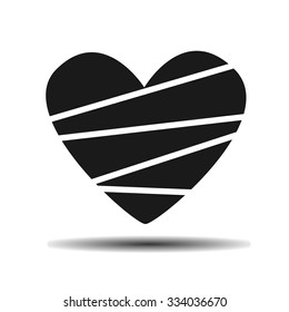 broken heart vector flat icon on light background with shadow