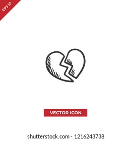 Broken heart vector icon