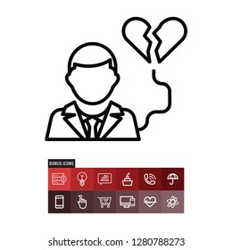 Broken heart vector icon