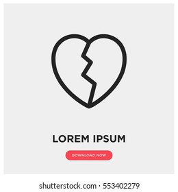 Broken heart vector icon