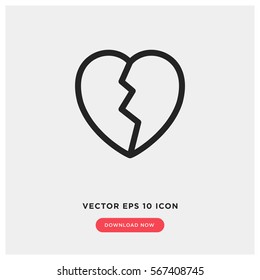 Broken heart vector icon