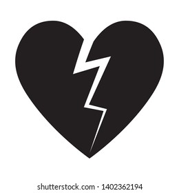 Broken Heart vector icon. black broken heart isolated illustration