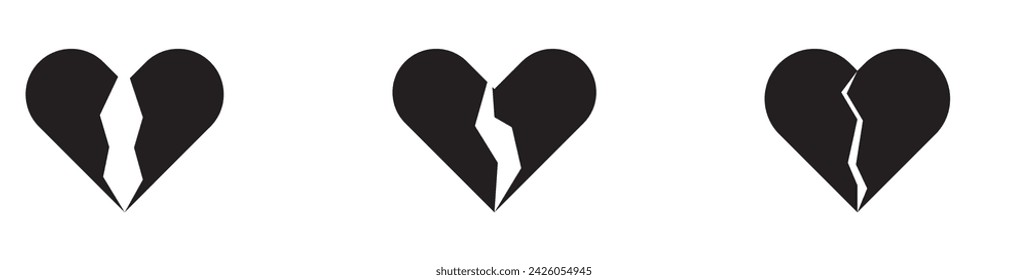 Broken Heart vector icon. Black broken heart isolated illustration