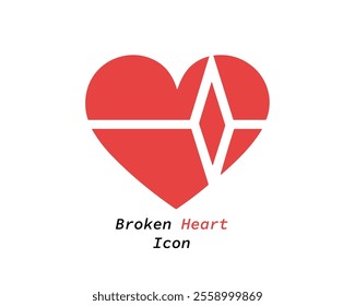 Broken Heart Vector. Heart Icon with Crack