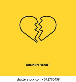 Broken heart vector icon. Divorce symbol. End of love sign. Logo graphic design concept. Logotype, icon, template in web and print. Thin line icon