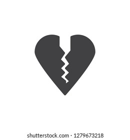 Broken heart vector icon. filled flat sign for mobile concept and web design. Two parts of heart simple solid icon. Symbol, logo illustration. Pixel perfect vector graphics
