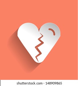 Broken heart vector icon flat modern design