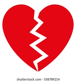 Broken Heart vector icon. Flat red symbol. Pictogram is isolated on a white background. Designed for web and software interfaces.