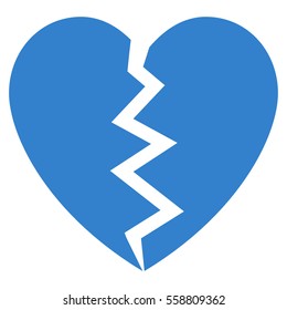 Broken Heart vector icon. Flat cobalt symbol. Pictogram is isolated on a white background. Designed for web and software interfaces.