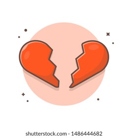 Broken Heart Vector Icon Illustration. Cracked Red Love Symbol Failure in Relationship Concept White Isolated. Flat Cartoon Style Suitable for Web Landing Page, Banner, Flyer, Background
