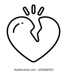 Broken heart vector icon isolated on white background, shattered love
