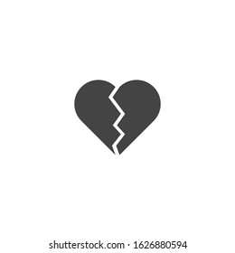 Broken heart vector icon on a white background.