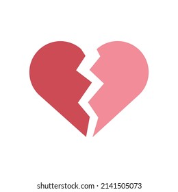 Broken heart vector icon on white background