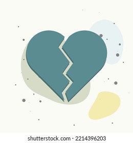 Icono de vector cardiaco roto en fondo multicolor. Capas agrupadas para una ilustración de edición sencilla. Por tu diseño.