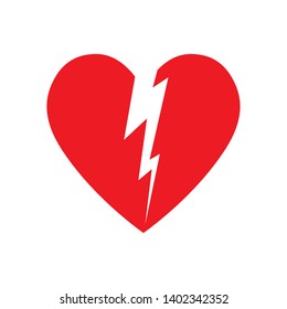 Broken Heart vector icon. red broken heart isolated illustration