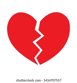 Broken Heart vector icon. red broken heart isolated illustration