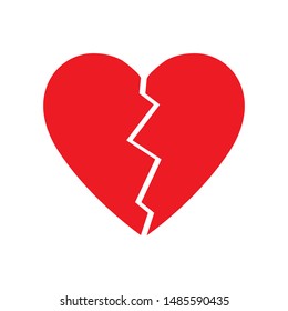 Broken Heart vector icon. red broken heart isolated illustration