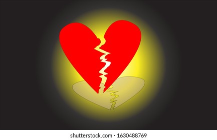 Broken Heart vector icon. red broken heart isolated illustration. vector