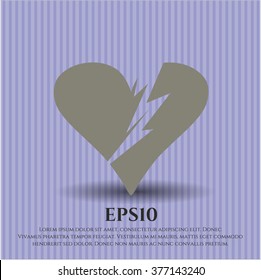 Broken heart vector icon or symbol