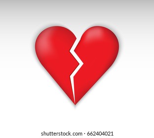 Broken heart vector. Heart Icon.  Broken symbol love 