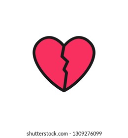 Broken heart vector icon, valentine's day symbol