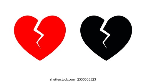 Broken heart vector icons. Cracked heart symbol. Heart illustration.Eps 10