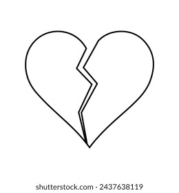 Broken heart vector icons isolated on white background. Abstract flat illustration of broken hearts, unhappy love concept.