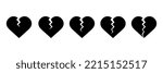 Broken heart vector icons set. Cracked heart symbol. Heart illustration