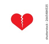 Broken heart vector icons set. Cracked heart symbol. Heart illustration.