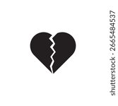 Broken heart vector icons set. Cracked heart symbol. Heart illustration.