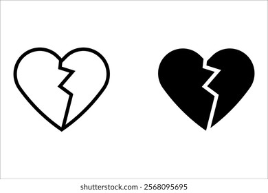 Broken heart vector icons set. Cracked heart symbol. Heart illustration