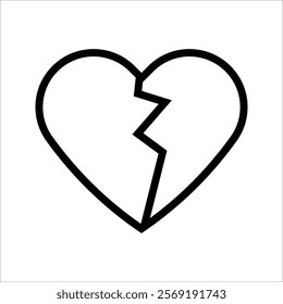 Broken heart vector icons set. Cracked heart symbol. Heart illustration