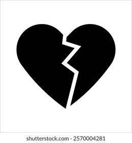 Broken heart vector icons set. Cracked heart symbol. Heart illustration