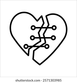 Broken heart vector icons set. Cracked heart symbol. Heart illustration