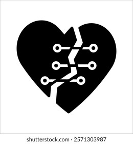 Broken heart vector icons set. Cracked heart symbol. Heart illustration