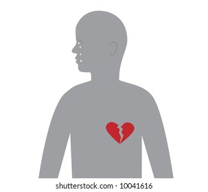 Broken heart, vector illustration.