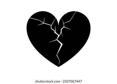 Broken heart vector illustration in cartoon, clipart, and line art design