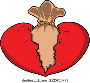 Broken heart vector illustration in cartoon, and  art design also use to for tatto design