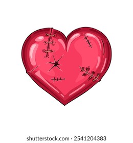 Broken heart Vector illustration Cartoon style