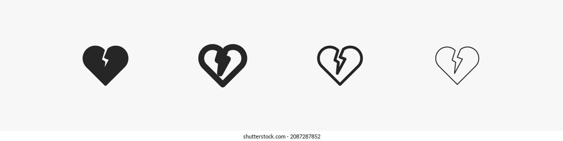 Broken heart vector illustration. Broken heart with crack. Simple heart for design and love isolated on white background. Vector illustration
