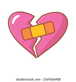 Broken heart vector illustration with cute design isolated on white background.