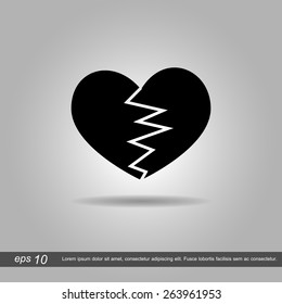 Broken heart vector illustration eps10 on white background