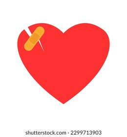 Ilustración del vector cardiaco roto, diseño plano, icono del vector cardiaco roto