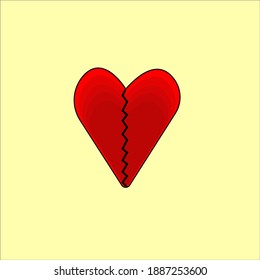 Broken heart vector illustration for icon, logo or other purposes. A simple flat vector design